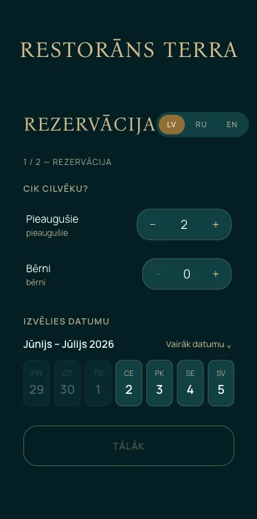 Tiešsaistes rezervāciju vidžets
